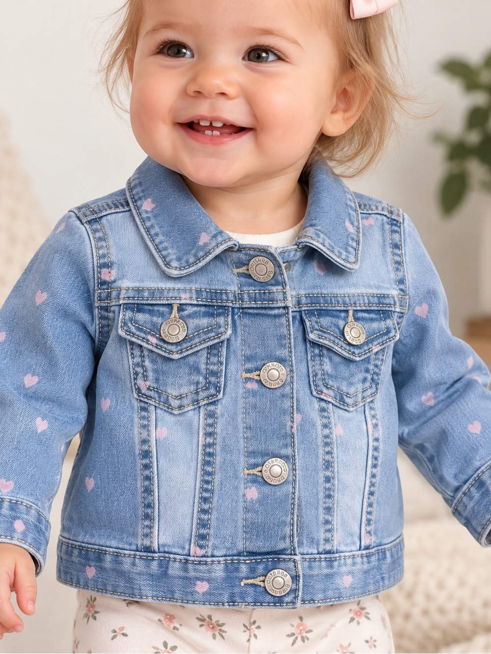 OshKosh B’gosh Baby Girls Heart Print Denim Jacket 12M